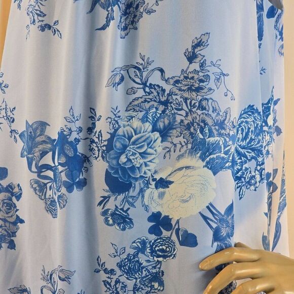 Vince Camuto Cabbage Rose Light Blue Sleeveless Chiffon Blouse Size Large - Picture 5 of 8